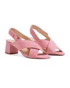 Lorna roze fluwelen leren sandaal - hak 5,5 cm