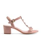 Sandales en Velours de Cuir Naomi rose poudré - Talon 5 cm