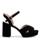 Sandales en Velours de Cuir Alessia noires - Talon 9.5 cm