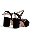 Sandales en Velours de Cuir Alessia noires - Talon 9.5 cm