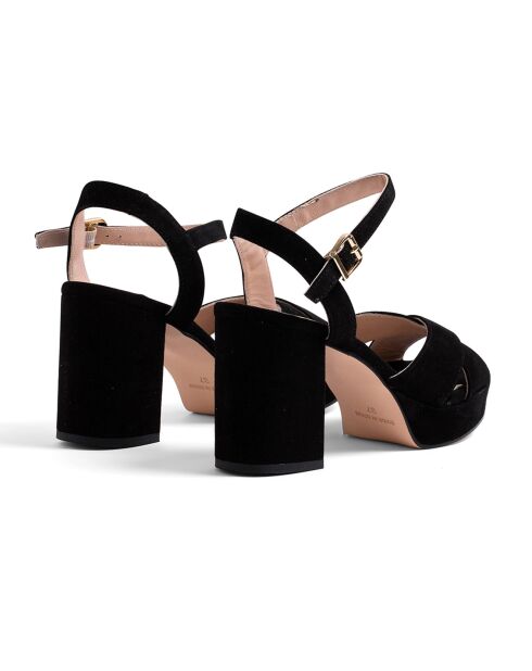 Sandales en Velours de Cuir Alessia noires - Talon 9.5 cm