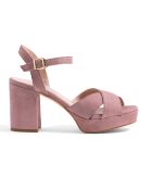 Sandales en Velours de Cuir Alessia roses - Talon 9.5 cm