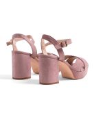 Sandales en Velours de Cuir Alessia roses - Talon 9.5 cm