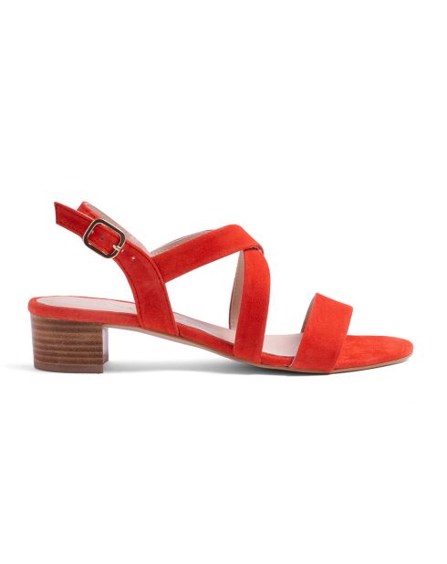 Sandales en Velours de Cuir Sofia rouges