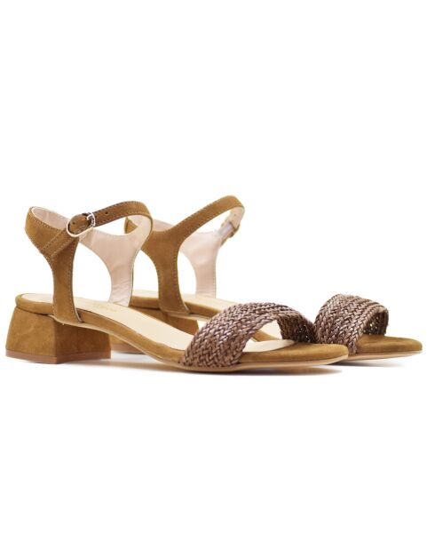 Sandales en Velours de Cuir Amelia marron
