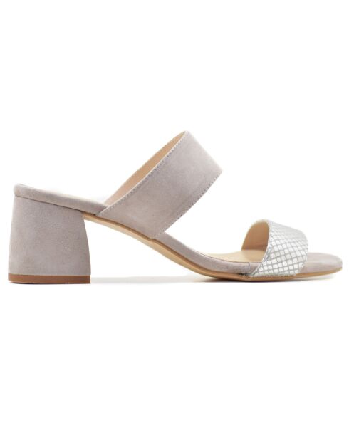 Grijs/zilveren leren muiltjes van Paola Velvet met hak van 5,5 cm