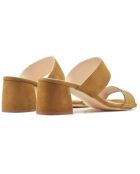 Pantoletten Paola Velvet aus Leder in Braun/Gold — 5,5 cm Absatz