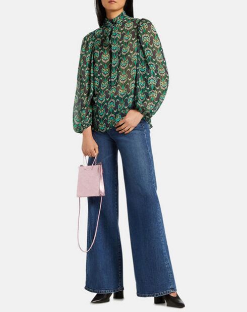 Borsa a mano piccola in pelle rosa metallizzata - 14,5x16,5x9 cm