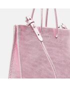 Petit sac à main en Cuir rose métallisé - 14.5x16.5x9 cm