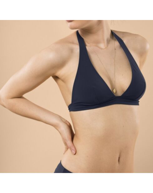 Roze donkerblauwe triangelbikinitop