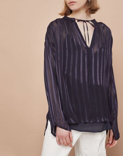 Blouse Elene à rayures encre