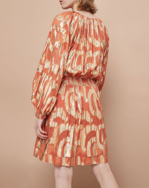 Robe Oleria courte patineuse imprimée orange