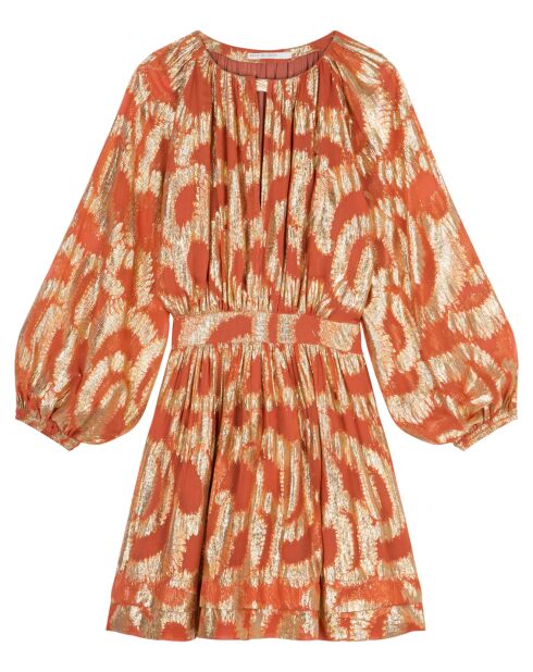 Robe Oleria courte patineuse imprimée orange