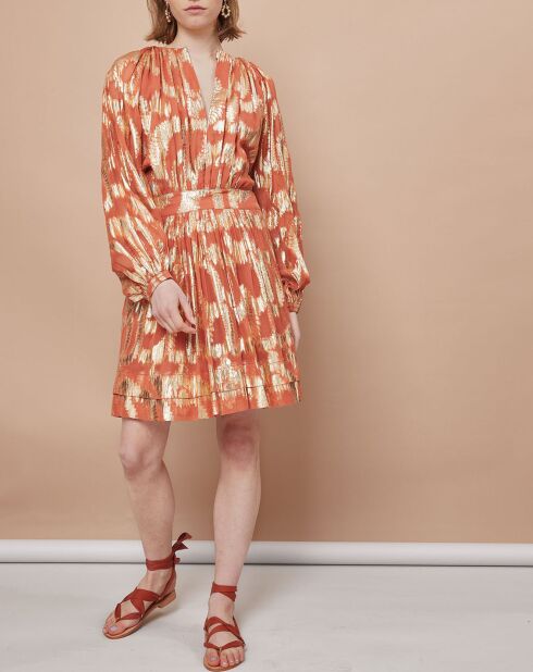 Robe Oleria courte patineuse imprimée orange