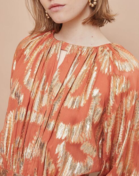Robe Oleria courte patineuse imprimée orange