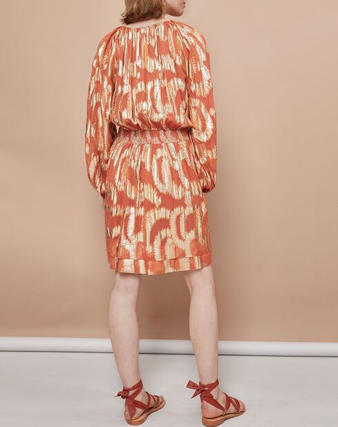 Robe Oleria courte patineuse imprimée orange