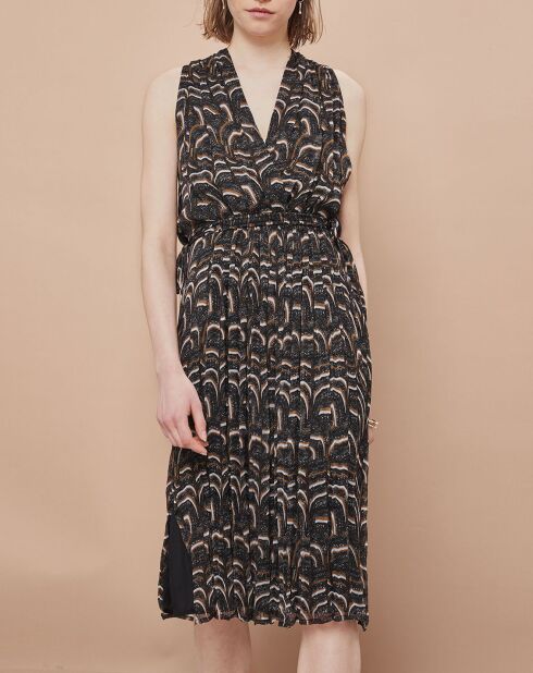 Vestido Josepha con estampado ondulado gris/naranja