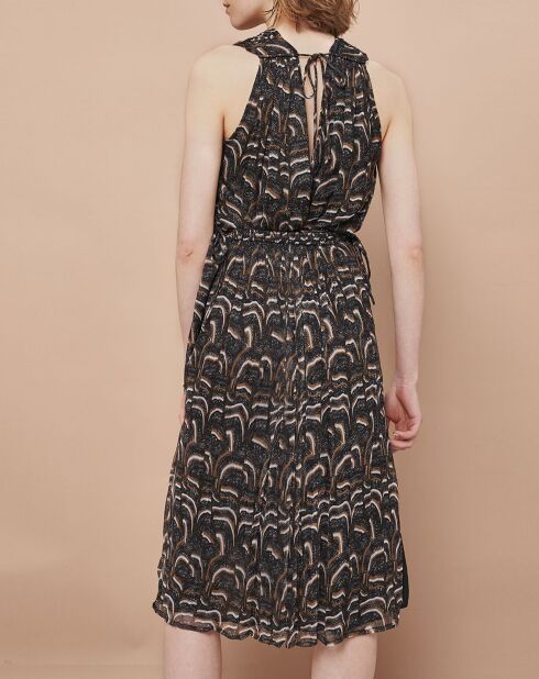 Robe Josepha imprimé vagues gris/orange