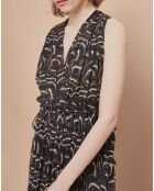 Robe Josepha imprimé vagues gris/orange