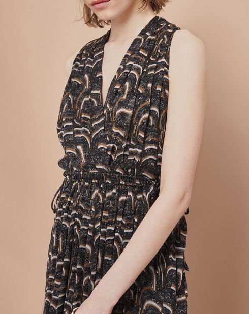 Robe Josepha imprimé vagues gris/orange