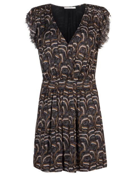 Grijs/oranje jurk met golfprint in Java