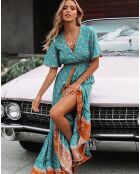 Robe Gracelyn imprimée vert/multicolore