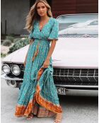 Robe Gracelyn imprimée vert/multicolore
