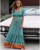 Robe Gracelyn imprimée vert/multicolore