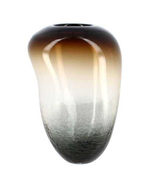 Vase en verre soufflé liv beige/bleu/marron - 19x18x27 cm