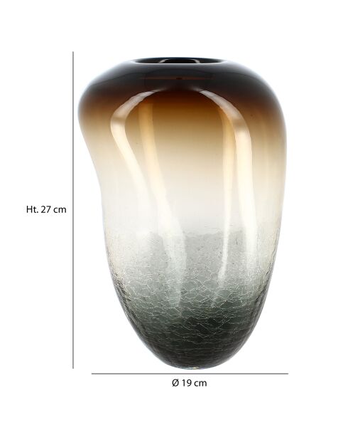 Vase en verre soufflé liv beige/bleu/marron - 19x18x27 cm