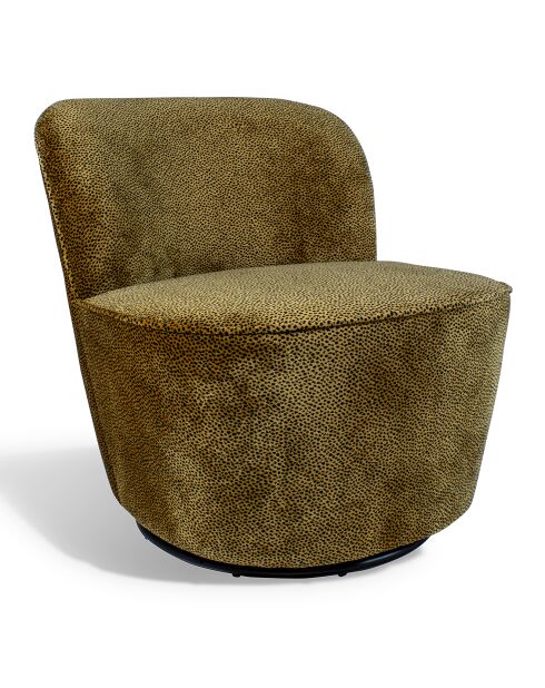 Fauteuil pivotant velours lisse cosy kaki - 61x70x73 cm