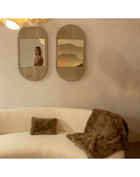 Miroir en pin recyclé kristen beige - 47x5x91 cm