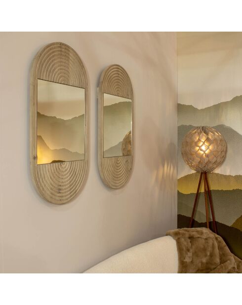 Specchio Kristen in pino riciclato beige - 47x5x91 cm