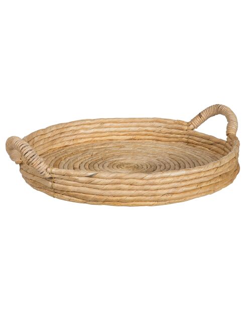 Rond dienblad van abacavezel met handgrepen dounia naturel - 48x8,5 cm