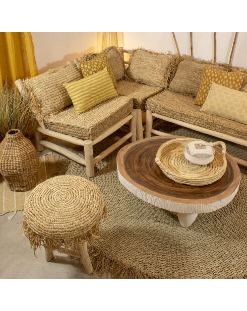 Rond dienblad van abacavezel met handgrepen dounia naturel - 48x8,5 cm