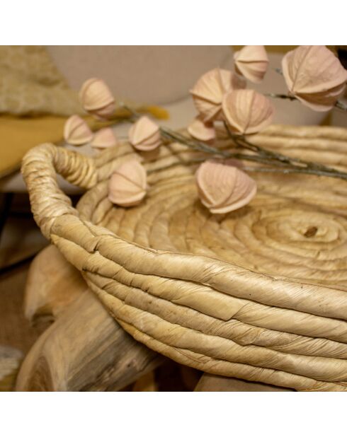 Rond dienblad van abacavezel met handgrepen dounia naturel - 48x8,5 cm