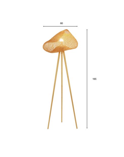 Lampadaire en bambou naturel - D.60xH.165 cm