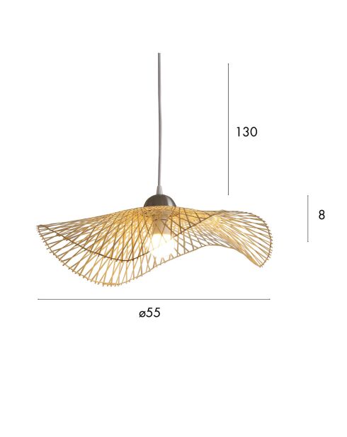 Caravelle hanglamp van bamboe bruin - 55x55x140 cm