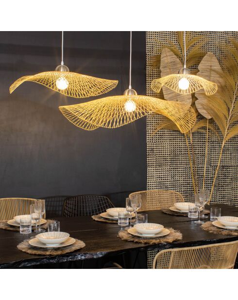 Caravelle hanglamp van bamboe bruin - 55x55x140 cm