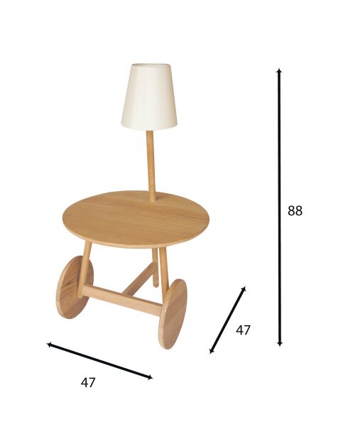 Table d'appoint en teck avec lampe abat-jour triss naturel - 51x47x88 cm