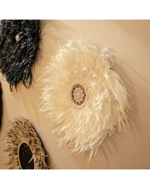 Decorazione in piuma e conchiglia bianca Kapau - D.40 cm