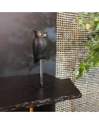 Hibou grand duc sur pied owly boly noir/doré - 10x12x38 cm