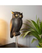 Hibou grand duc sur pied owly boly noir/doré - 10x12x38 cm