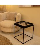 Table d'appoint en noix de coco lamai noir/brique - 40x40x45 cm