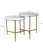 2 Tables basses effet marbre shiap blanches - 40x40 cm