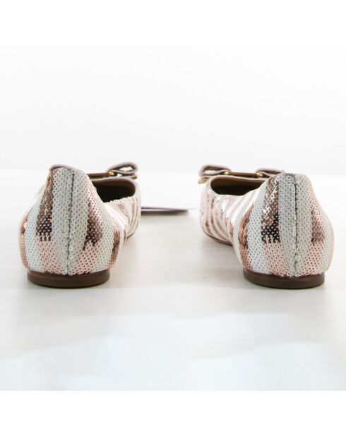 Ballerines rayées à sequins blanc/rose - Très Bon État