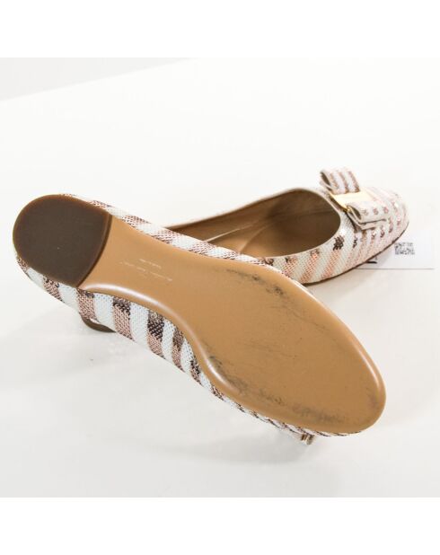 Ballerines rayées à sequins blanc/rose - Très Bon État