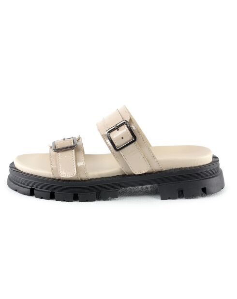 Mules en Cuir Hermine beige/noir