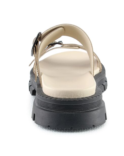 Mules en Cuir Hermine beige/noir