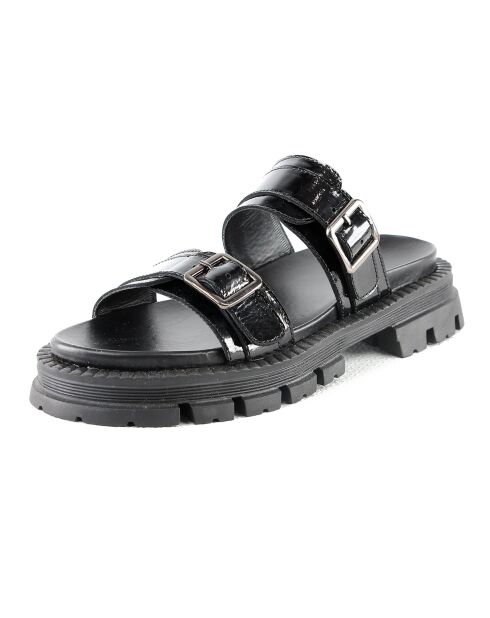 Mules en Cuir Hermine noires
